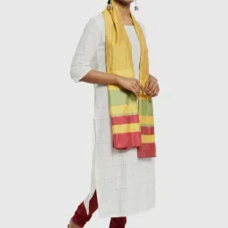 Fabindia Yellow Woven Pattern Stole-image-21