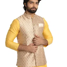 Manyavar Gold Printed Nehru Jacket-image-95