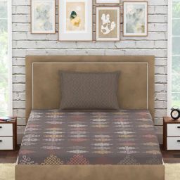 Petal Home Vellore Floral Brown 300 TC Cotton Single Bed Sheet with 1 Pillow Cover-image-88