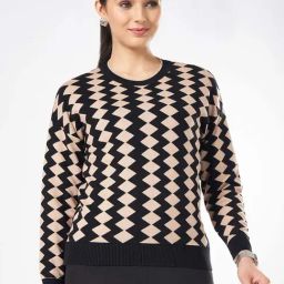 Annabelle by Pantaloons Black & Beige Jacquard Sweater-43
