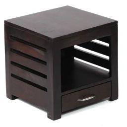 Ikiriya Russell Solid Dark Brown Wood End Table Mahogany Finish-image-87