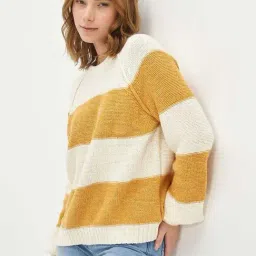 American Eagle Outfitters Orange & Cream Cotton Color-Block Sweater-picture-23
