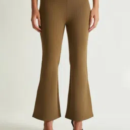 Cover Story Olive Regular Fit High Rise Trousers-image-26