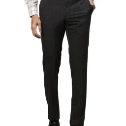 Raymond Grey Slim Fit Checks Trousers-image-48