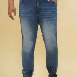John Pride Blue Cotton Regular Fit Jogger Jeans-picture-43