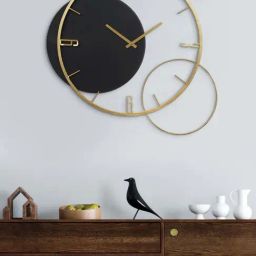 CHRONIKLE Black And Golden Iron Elegant Round Rings Style Analog Wall Clock-26