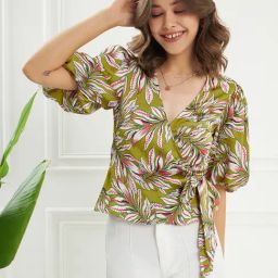KASSUALLY Green Printed Top-image-90