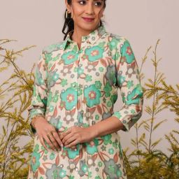 Libas Cream Printed A Line Short Kurti-picture-3
