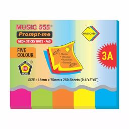 Music 555 Prompt-Me Neon Sticky Note Pad 15x75 mm 5 Neon Color 250 Sheets, PNP-335 (Pack 24 Pcs)-image-5