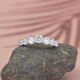 925 Silver AAA Grade American Diamond Half Eternity Band Ring for Women & Girls-3
