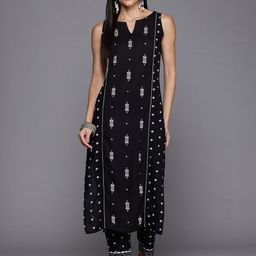 Ahalyaa Geometric Printed Regular Kurta with Trousers-10