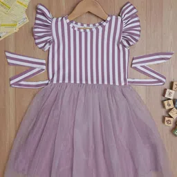 BAESD Striped Net Fit & Flare Dress-52