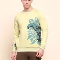 Camla Lime Green Cotton Regular Fit Printed Sweatshirt-picture-42