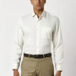 Peter England Beige Slim Fit Printed Shirt-picture-40