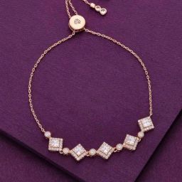 Kai Jewel Sterling Silver Rose Gold Princess Cut Diamond Tennis Adjustable Bracelet-image-21