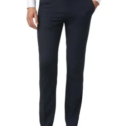 Van Heusen Navy Blended Slim Fit Solid Trouser-image-96
