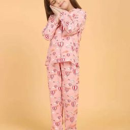 Piccolo Kids Pink Printed Regular Fit Shirt, Pajamas & Slippers-image-48