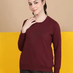 Sweet Dreams Red Regular Fit Embroidery Sweatshirt-image-17