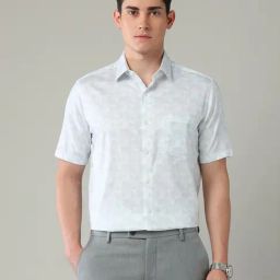 Arrow Green Cotton Regular Fit Geometric Shirt-image-97