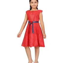 Aarika Kids Red Self Pattern Frock image 3