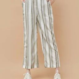 Fame Forever By Lifestyle White Regular Fit Striped Trousers-image-10