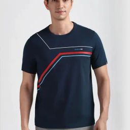 Reebok Navy Cotton Regular Fit Printed Sports T-Shirt-image-42