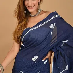 huuhambay Ethnic Motifs Voile Block Print Saree image 3