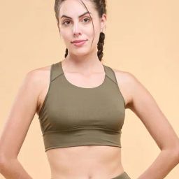 Enamor Olive Green Plain Sports Bra-image-65