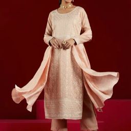 Libas Art Peach Embroidered Kurta Pant Set With Dupatta-image-25
