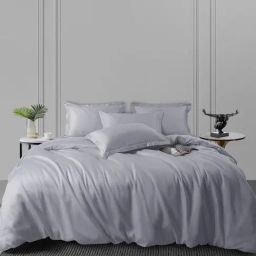 MyMytrident Nectarsoft King Bedsheet, 600 TC, 100% Cotton, Light Gray-image-93
