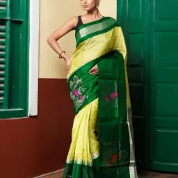 Unnati Silks Green Woven Design Saree With Unstitched Blouse-picture-29