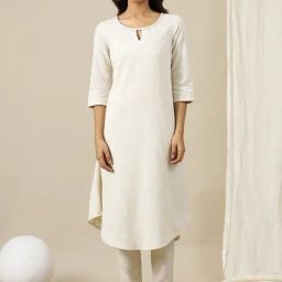 Aurelia Off-White Cotton Embroidered A Line Kurta-picture-36