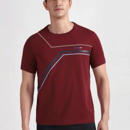 Reebok Maroon Cotton Regular Fit Printed Sports T-Shirt-image-89