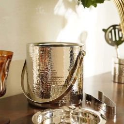 Pure Home and Living Silver Stainless Steel Hammered Ice Bucket With Tong-picture-45