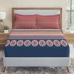 Mytrident Soft Comfort King Size Fittedsheet with 2 Pillow Covers -Earthy Tale-image-71