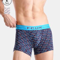 FCUK Multi-Color Cotton Blend Print Trunks Pack of 2-picture-4