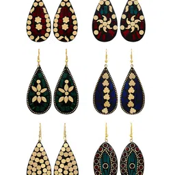 YouBella Set Of 6 Teardrop Shaped Drop Earrings-29