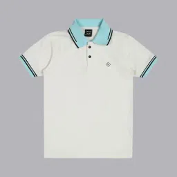 Cavio Kids White & Sky Blue Solid Polo T-Shirt-image-14