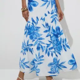 LOV by Westside Blue Foliage-Inspired High-Rise Skirt-image-60