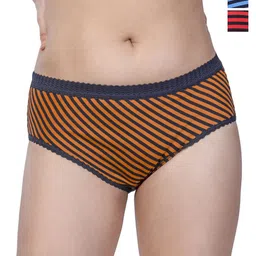 CHIC Women Pack Of 3 Striped Pure Cotton Basic Briefs-image-61