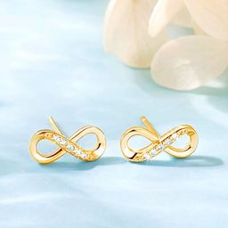 VAMA Gold-Plated Crystals Studded Infinity Symbol Studs-picture-43