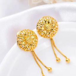 Zavya Golden Blossom Bloom 925 Sterling Silver Gold-Plated Flower Earrings-picture-26