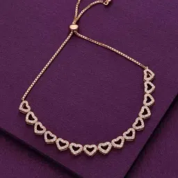 Kai Jewel Sterling Silver Rose Gold The Band of Hearts Chain Adjustable Bracelet-image-32