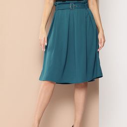 Chemistry Pleated A-Line Skirt with Belt-image-43