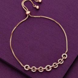 Kai Jewel Sterling Silver Rose Gold Exquisite Circular Link Adjustable Bracelet-image-64