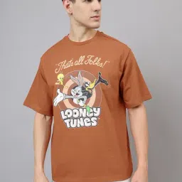 Free Authority Brown Cotton Oversized Prined T-Shirt-picture-27