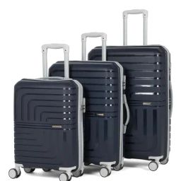 Teakwood Leathers Lkey Dark Navy Blue Textured Large Hard Checked Luggage Set of 3 - 55, 65, 75cm-image-47