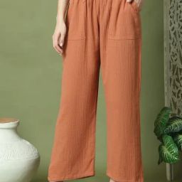 Tag 7 Rust Orange Double Cloth Cotton Lounge Pants-picture-2