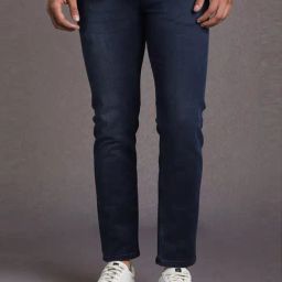 Louis Philippe Navy Cotton Slim Fit Jeans-image-49