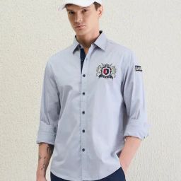 Iconic Grey Regular Fit Printed Shirt-picture-43